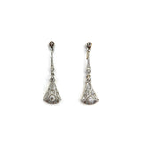 Edwardian 18K Gold & Platinum Diamond Filigree Earrings Earrings Kirsten's Corner