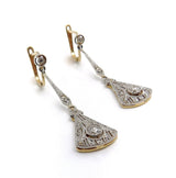 Edwardian 18K Gold & Platinum Diamond Filigree Earrings Earrings Kirsten's Corner