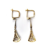 Edwardian 18K Gold & Platinum Diamond Filigree Earrings Earrings Kirsten's Corner