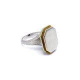 Mario Buccellati 18K White and Yellow Gold Signet Ring Ring Kirsten's Corner