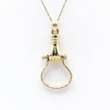 14K Gold Victorian Inspired Mechanical Hand Charm Holder Necklace Kirsten's Corner Jewelry