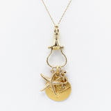 14K Gold Victorian Inspired Mechanical Hand Charm Holder Necklace Kirsten's Corner Jewelry