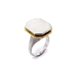 Mario Buccellati 18K White and Yellow Gold Signet Ring Ring Kirsten's Corner