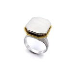 Mario Buccellati 18K White and Yellow Gold Signet Ring Ring Kirsten's Corner