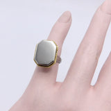 Mario Buccellati 18K White and Yellow Gold Signet Ring Ring Kirsten's Corner