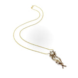 Early Victorian Rose Cut Diamond 14K Gold and Silver Flower Necklace Necklace Kirsten's Corner