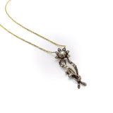 Early Victorian Rose Cut Diamond 14K Gold and Silver Flower Necklace Necklace Kirsten's Corner