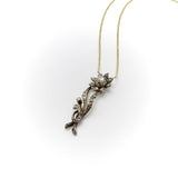 Early Victorian Rose Cut Diamond 14K Gold and Silver Flower Necklace Necklace Kirsten's Corner