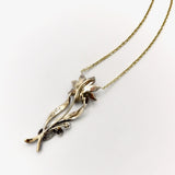 Early Victorian Rose Cut Diamond 14K Gold and Silver Flower Necklace Necklace Kirsten's Corner