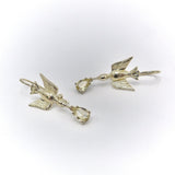 Signature 14K Gold Swallow Earrings With Pear-Shaped Yellow Sapphires Earrings Kirsten's Corner Jewelry