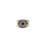 14K Victorian Era Signature Evil Eye Ring w/ Diamonds & Sapphires Ring Kirsten's Corner Jewelry