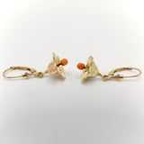 14K Retro Coral Bell Dangle Earrings Earrings Kirsten's Corner Jewelry