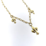 14K Gold Fleur-de-lis Necklace with Handmade Chain Necklace Kirsten's Corner