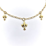 14K Gold Fleur-de-lis Necklace with Handmade Chain Necklace Kirsten's Corner