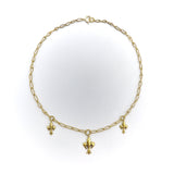 14K Gold Fleur-de-lis Necklace with Handmade Chain Necklace Kirsten's Corner