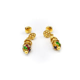 21.6K Gold Indian Cannetille Earrings with Multi Color Enamel Earrings Kirsten's Corner Jewelry