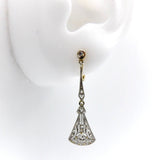 Edwardian 18K Gold & Platinum Diamond Filigree Earrings Earrings Kirsten's Corner