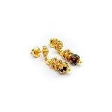 21.6K Gold Indian Cannetille Earrings with Multi Color Enamel Earrings Kirsten's Corner Jewelry