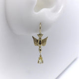 Signature 14K Gold Swallow Earrings With Pear-Shaped Yellow Sapphires Earrings Kirsten's Corner Jewelry