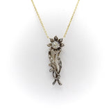 Early Victorian Rose Cut Diamond 14K Gold and Silver Flower Necklace Necklace Kirsten's Corner