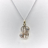 Edwardian Platinum & 14K Gold Dollar Sign or 'S' Pendant w/ Diamonds Pendant charm