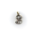 Edwardian Platinum & 14K Gold Dollar Sign or 'S' Pendant w/ Diamonds Pendant charm