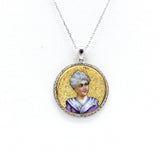Victorian Enamel Miniature Portrait Medallion & Chain Charm Kirsten's Corner Jewelry