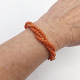 Triple Strand Victorian Salmon Coral Bracelet with 14K Gold Clasp Bracelet Kirsten's Corner