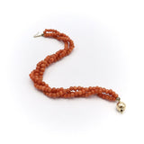 Triple Strand Victorian Salmon Coral Bracelet with 14K Gold Clasp Bracelet Kirsten's Corner