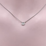 14K White Gold Bezel Set Diamond Solitaire Necklace Necklace Kirsten's Corner