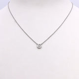 14K White Gold Bezel Set Diamond Solitaire Necklace Necklace Kirsten's Corner