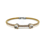 Charriol Stainless Steel and 18K Gold White Topaz Cable Bracelet Bracelet Kirsten's Corner