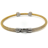 Charriol Stainless Steel and 18K Gold White Topaz Cable Bracelet Bracelet Kirsten's Corner