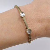 Charriol Stainless Steel and 18K Gold White Topaz Cable Bracelet Bracelet Kirsten's Corner