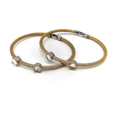 Charriol Stainless Steel and 18K Gold White Topaz Cable Bracelet Bracelet Kirsten's Corner
