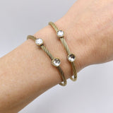 Charriol Stainless Steel and 18K Gold White Topaz Cable Bracelet Bracelet Kirsten's Corner