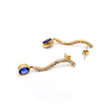14K Gold, Sapphire and Diamond Dangle Earrings Earrings Kirsten's Corner Jewelry