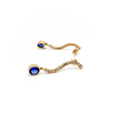 14K Gold, Sapphire and Diamond Dangle Earrings Earrings Kirsten's Corner Jewelry