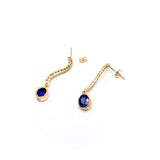14K Gold, Sapphire and Diamond Dangle Earrings Earrings Kirsten's Corner Jewelry