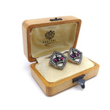 14K Gold Imperial Style Russian Cuff Links with Diamonds and Rubies Cufflinks Kirsten's Corner