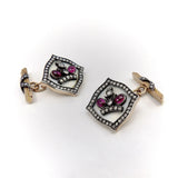 14K Gold Imperial Style Russian Cuff Links with Diamonds and Rubies Cufflinks Kirsten's Corner