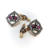 14K Gold Imperial Style Russian Cuff Links with Diamonds and Rubies Cufflinks Kirsten's Corner