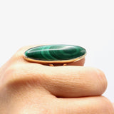 Signature 14K Gold & Malachite Oval Cabochon Ring Ring Kirsten's Corner Jewelry