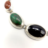 Stunning Taxco Sterling Silver Graduated Multi-Stone Necklace Necklace Kirsten's Corner Jewelry