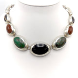 Stunning Taxco Sterling Silver Graduated Multi-Stone Necklace Necklace Kirsten's Corner Jewelry