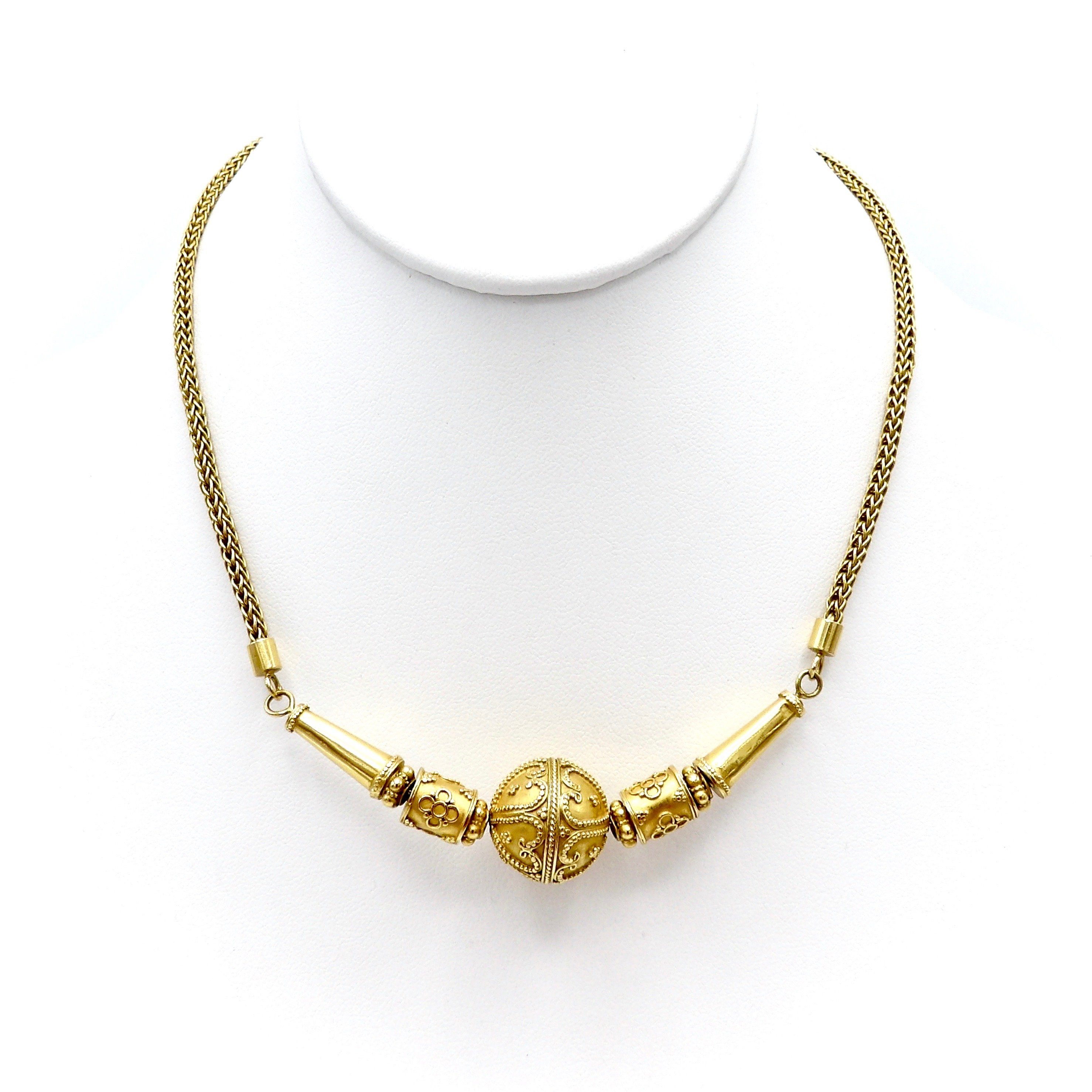 23K Gold Thai Baht Cannetille Necklace