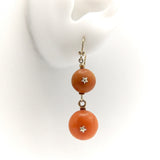 18K Gold French Coral Ball Dangle Earrings Kirsten's Corner