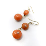 18K Gold French Coral Ball Dangle Earrings Kirsten's Corner