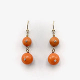 18K Gold French Coral Ball Dangle Earrings Kirsten's Corner