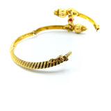 18K Indian Gold Bypass Bangle Bracelet with Diamonds and a Ruby Bracelet Kirsten's Corner Jewelry